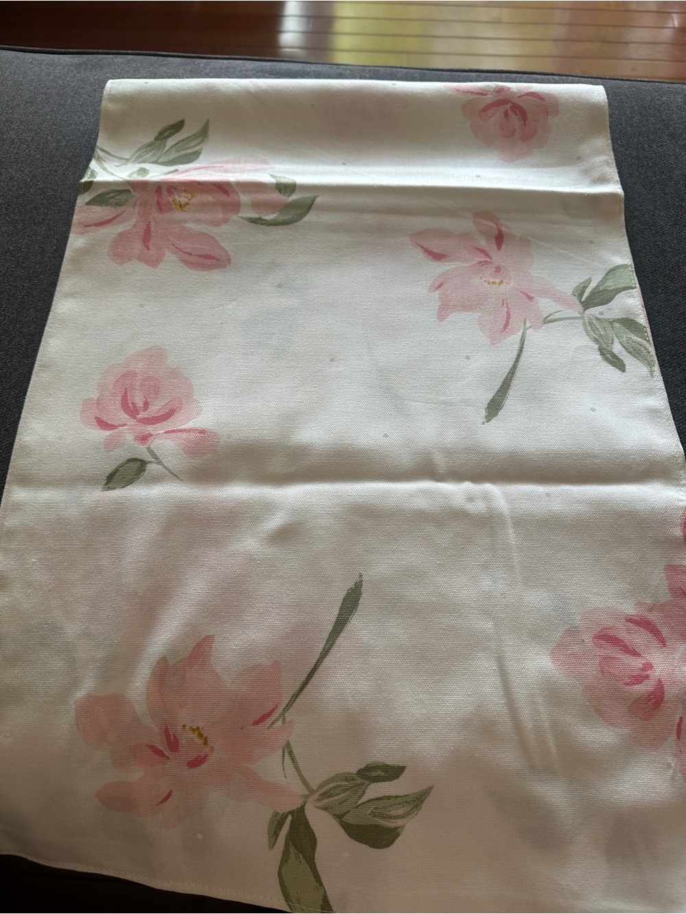 Floral Pink Rose Table Runner - Soft White Background (88 Inches)